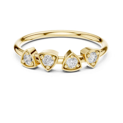 Round Cut Diamond Wedding Band with Shared Prong Setting