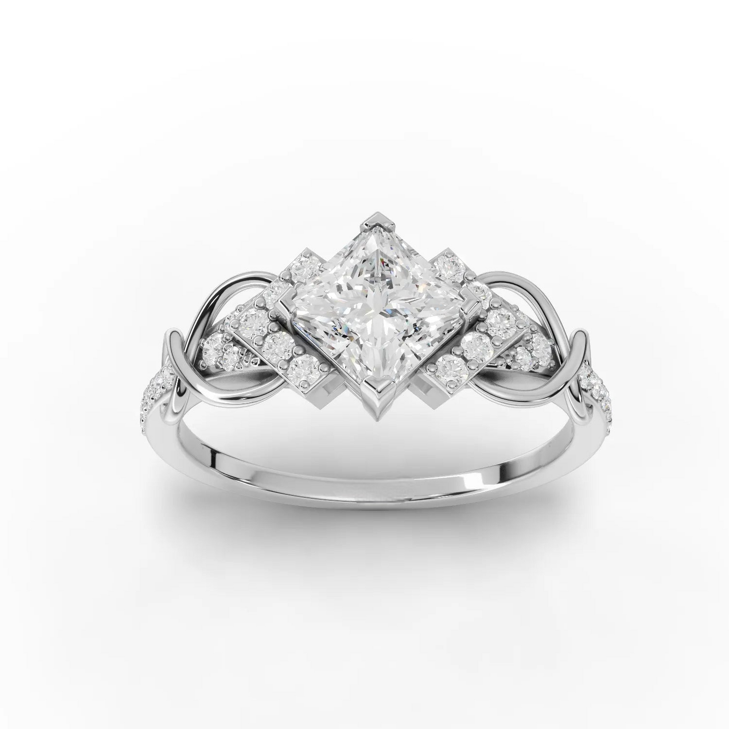 1 Carat Center Princess Cut Moissanite Diamond Enagement Ring