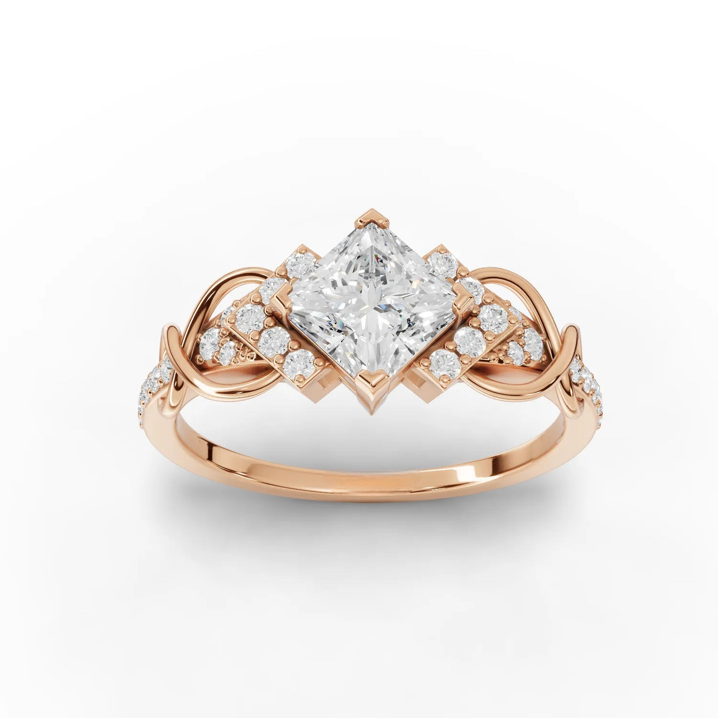 1 Carat Center Princess Cut Moissanite Diamond Enagement Ring