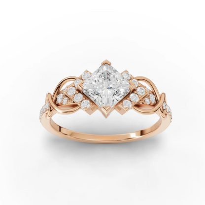 1 Carat Center Princess Cut Moissanite Diamond Enagement Ring