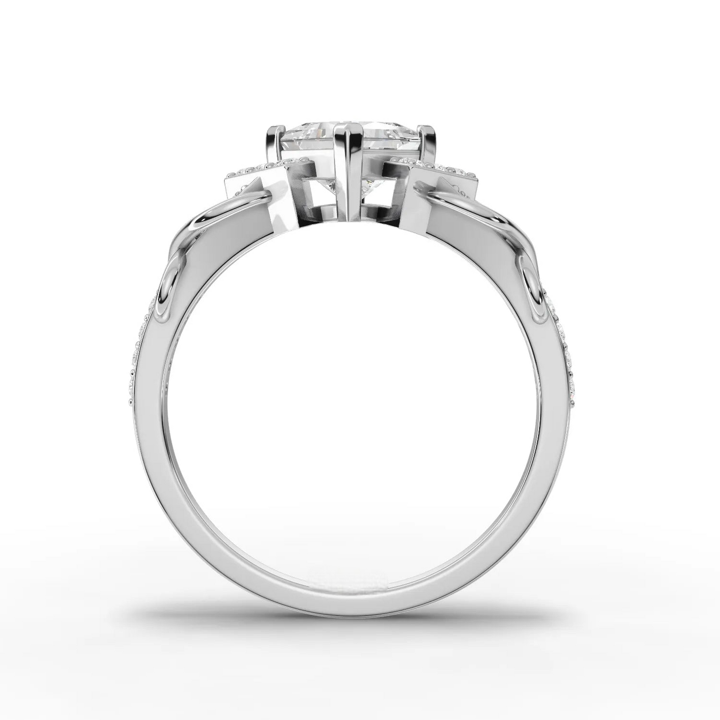 1 Carat Center Princess Cut Moissanite Diamond Enagement Ring