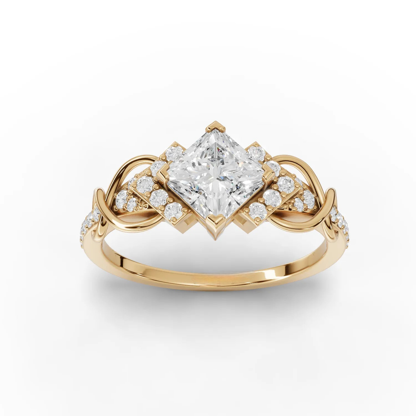 1 Carat Center Princess Cut Moissanite Diamond Enagement Ring