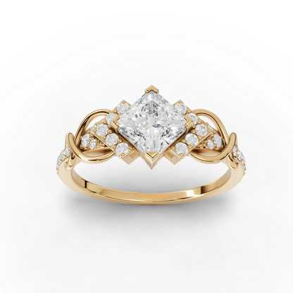 1 Carat Center Princess Cut Moissanite Diamond Enagement Ring