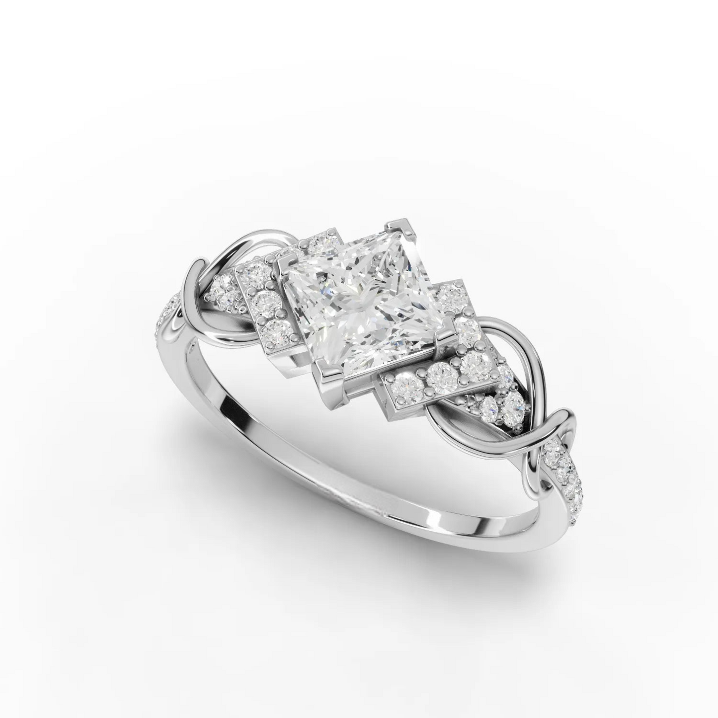 1 Carat Center Princess Cut Moissanite Diamond Enagement Ring