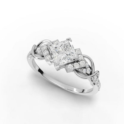 1 Carat Center Princess Cut Moissanite Diamond Enagement Ring