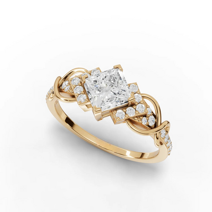 1 Carat Center Princess Cut Moissanite Diamond Enagement Ring