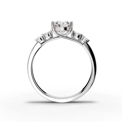 1 Carat Center Round Cut Moissanite Diamond Engagement Ring