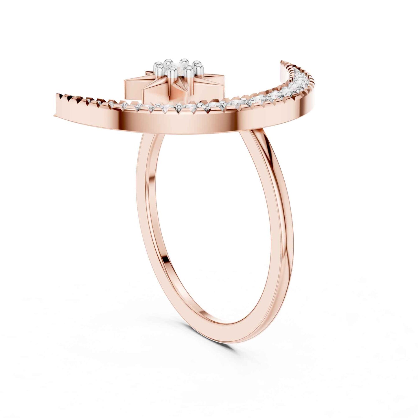 Celestial Moon and Star Lab Grown Diamond Statement Ring