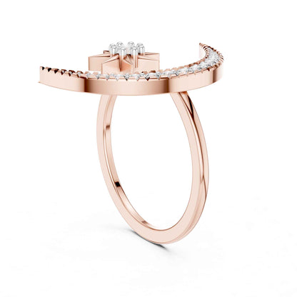 Celestial Moon and Star Lab Grown Diamond Statement Ring