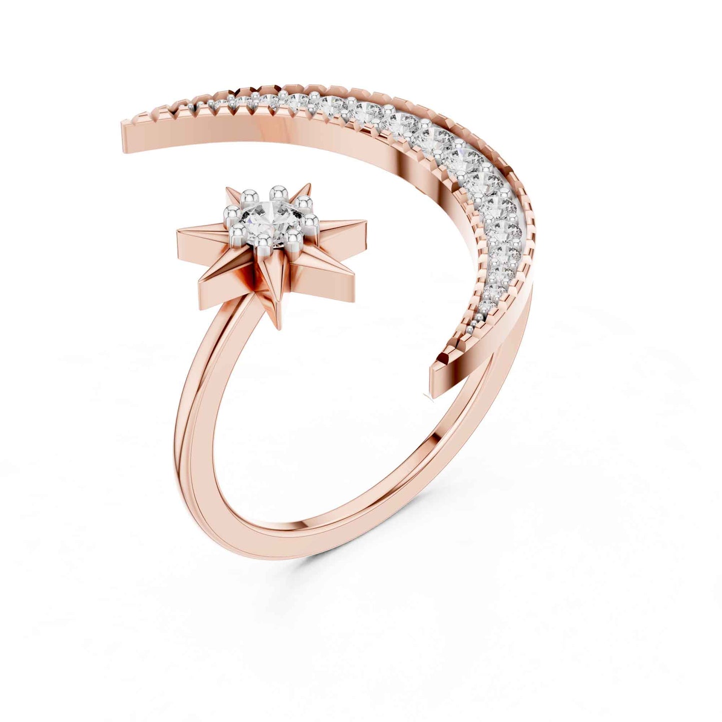 Celestial Moon and Star Lab Grown Diamond Statement Ring