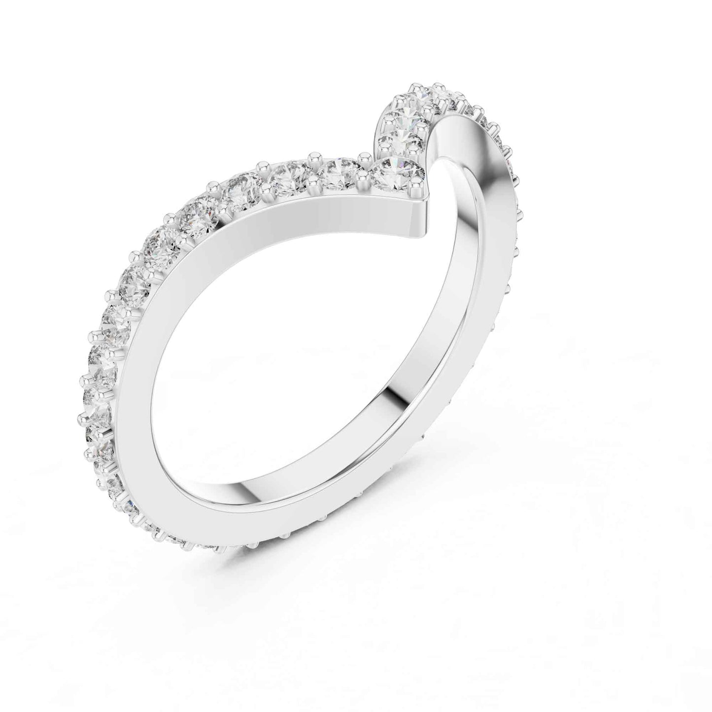 V-Shaped Lab Grown Diamond Chevron Wedding Band