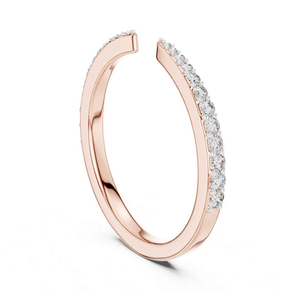 Open Band Lab Grown Diamond Ring with Pave Set Ends