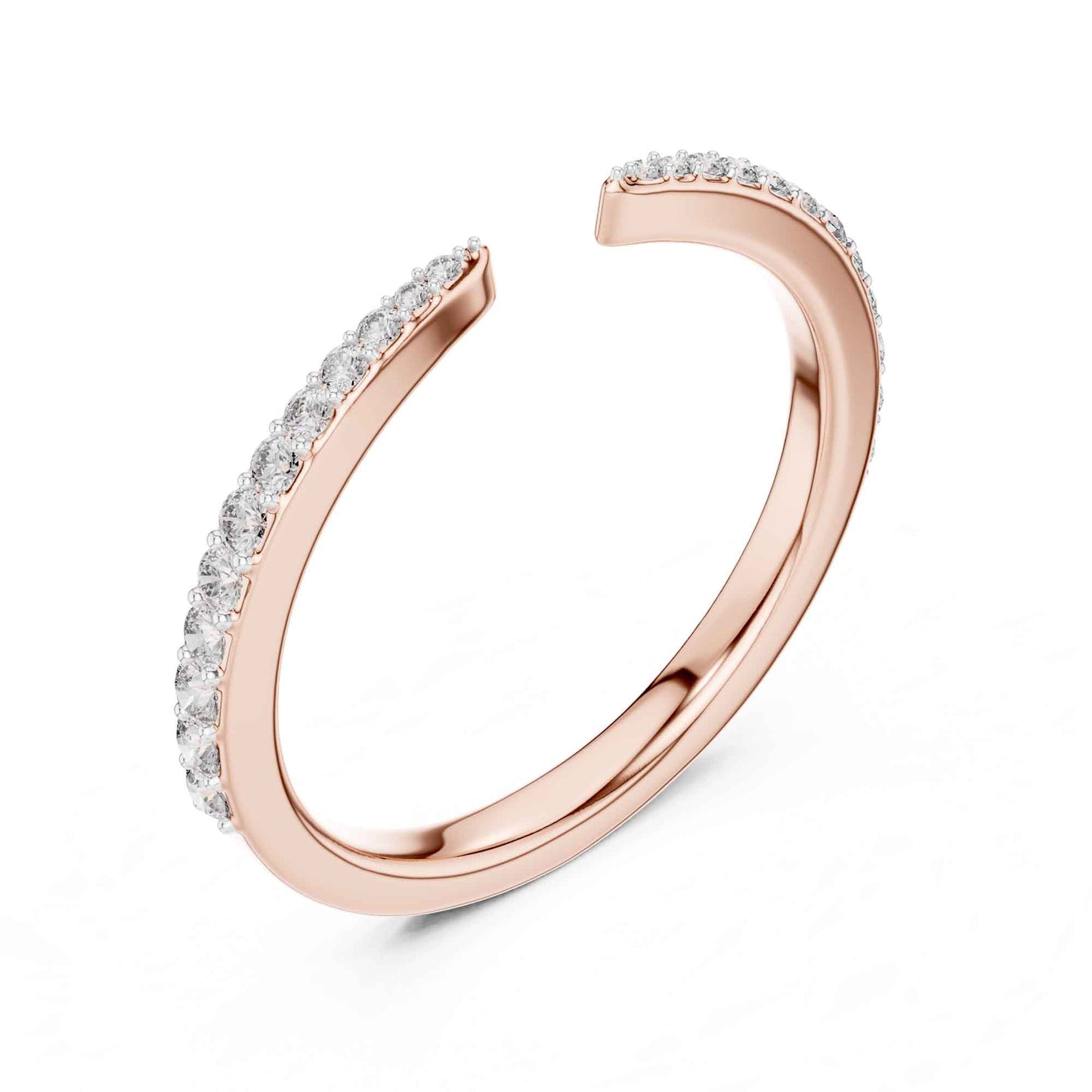 Open Band Lab Grown Diamond Ring with Pave Set Ends
