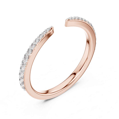 Open Band Lab Grown Diamond Ring with Pave Set Ends