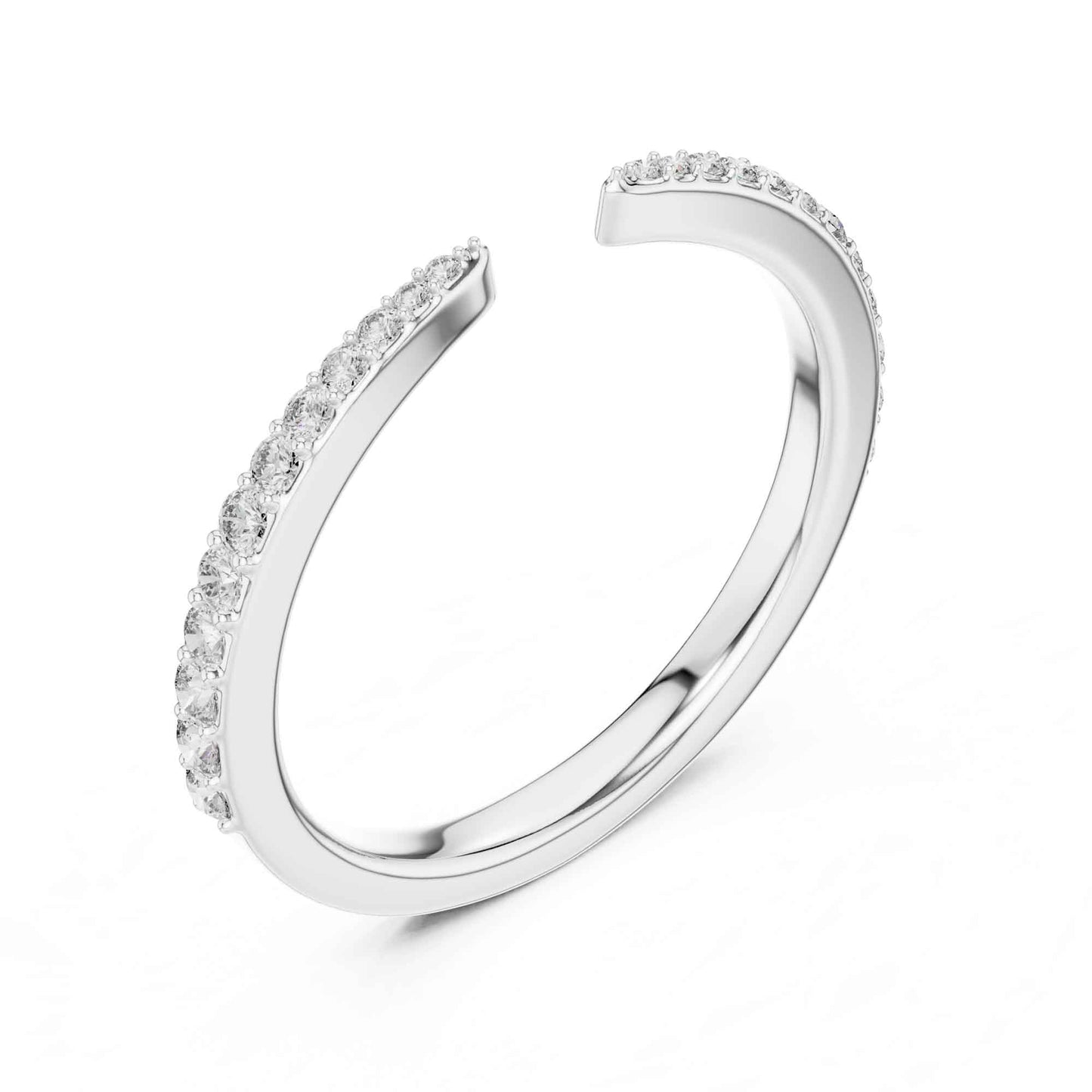 Open Band Lab Grown Diamond Ring with Pave Set Ends