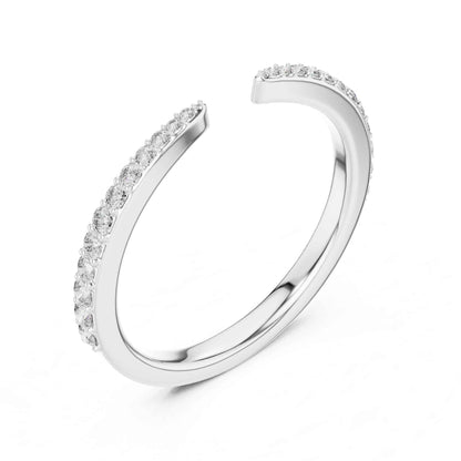 Open Band Lab Grown Diamond Ring with Pave Set Ends