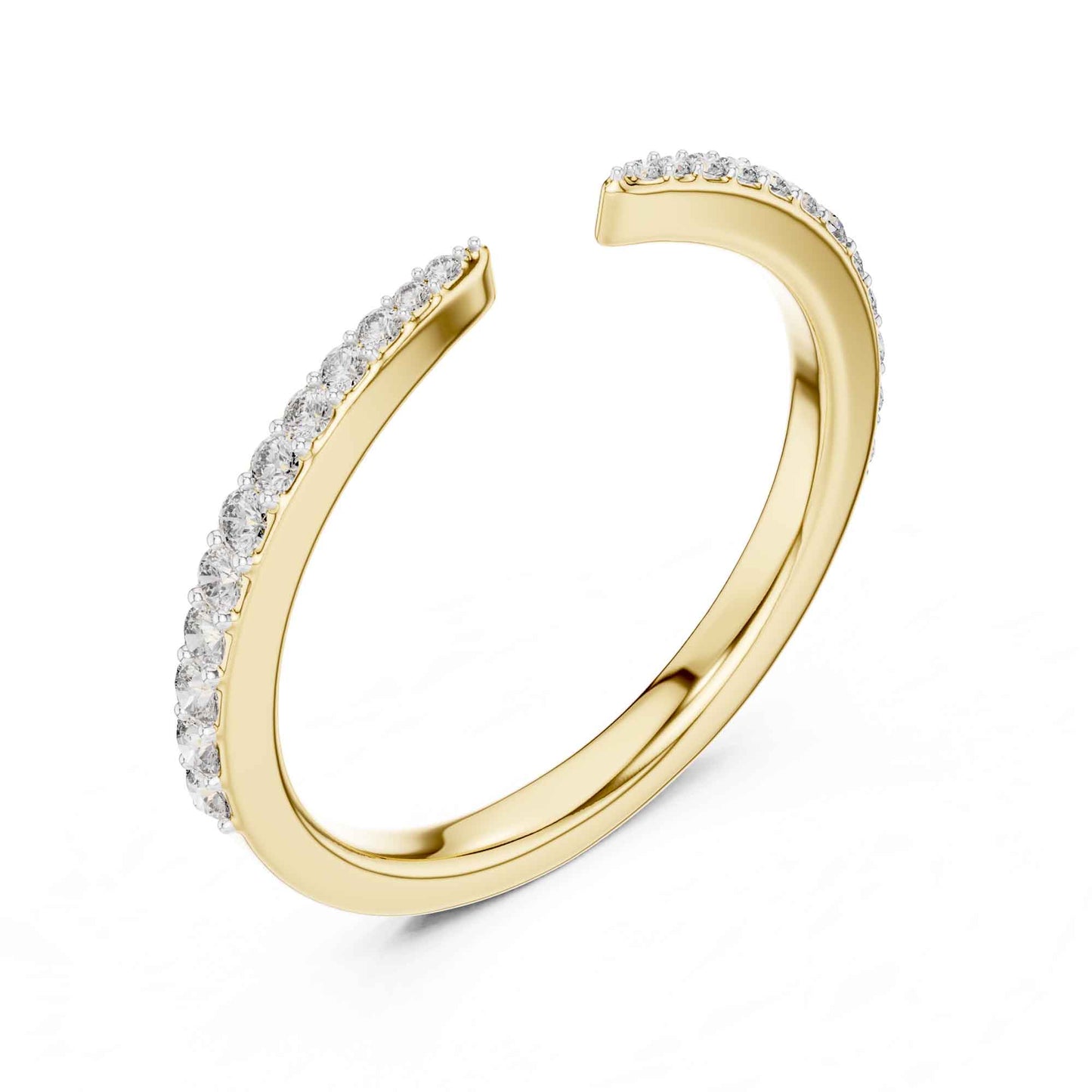 Open Band Lab Grown Diamond Ring with Pave Set Ends