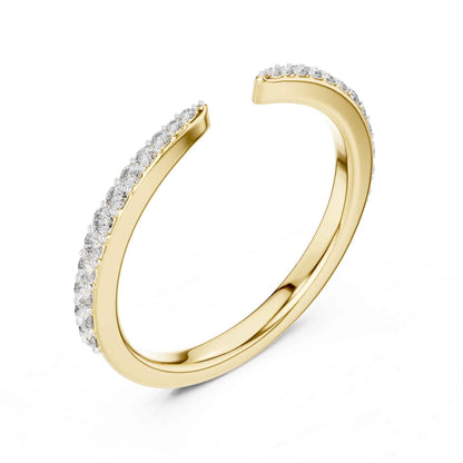 Open Band Lab Grown Diamond Ring with Pave Set Ends