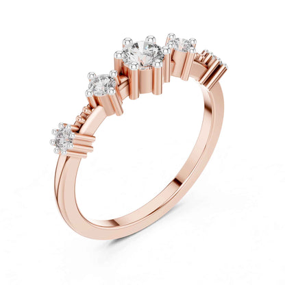 0.30 Carat Three Stone Lab Grown Diamond Ring with Baguette Side Accents