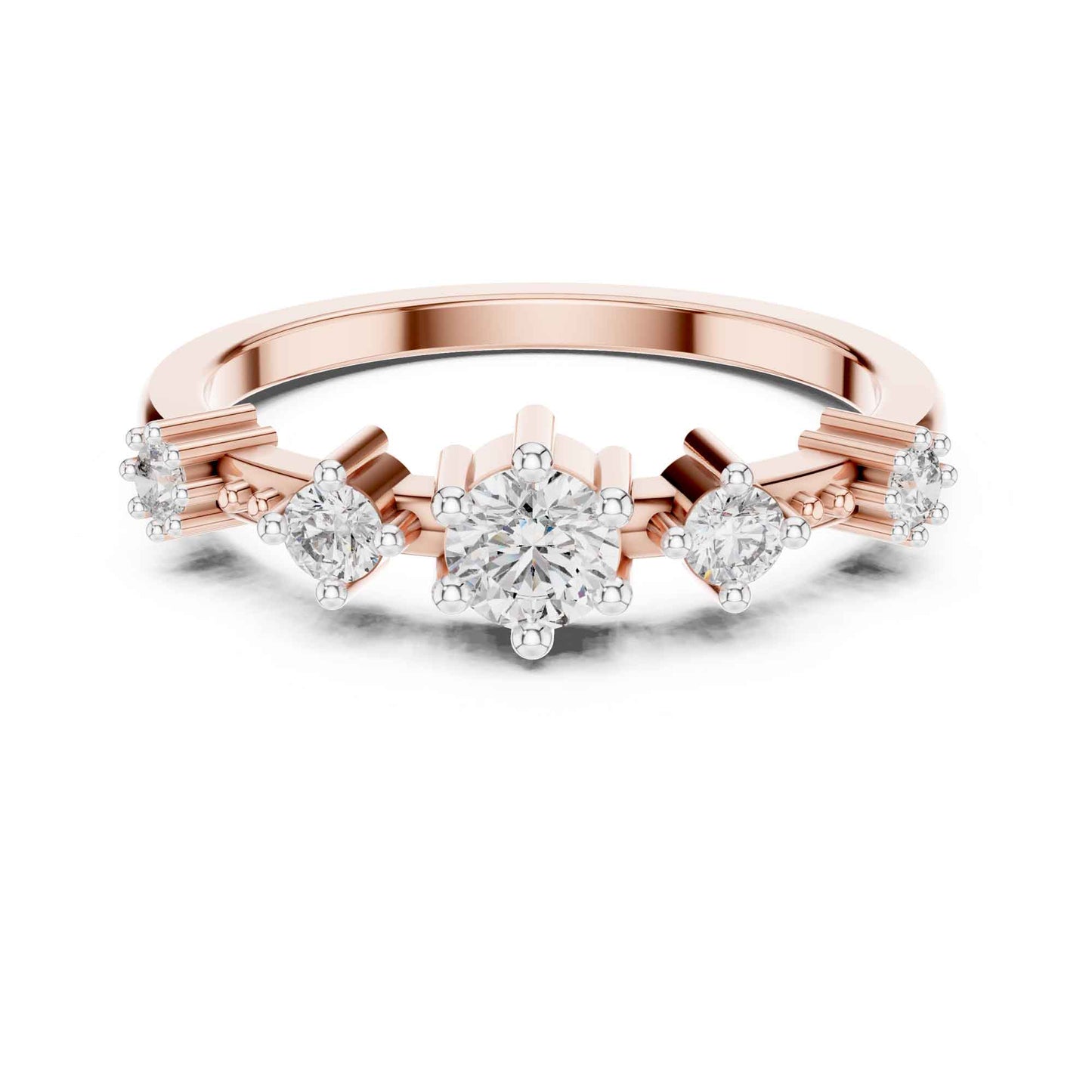 0.30 Carat Three Stone Lab Grown Diamond Ring with Baguette Side Accents