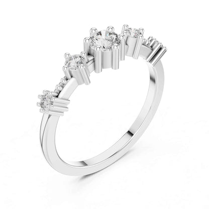 0.30 Carat Three Stone Lab Grown Diamond Ring with Baguette Side Accents