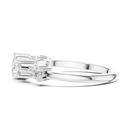 0.30 Carat Three Stone Lab Grown Diamond Ring with Baguette Side Accents