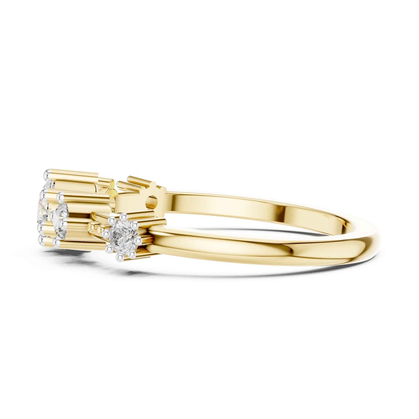 0.30 Carat Three Stone Lab Grown Diamond Ring with Baguette Side Accents