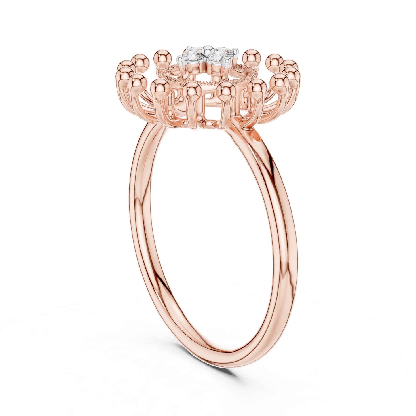 Unique Halo Style Lab Grown Diamond Ring with Starburst Detailing