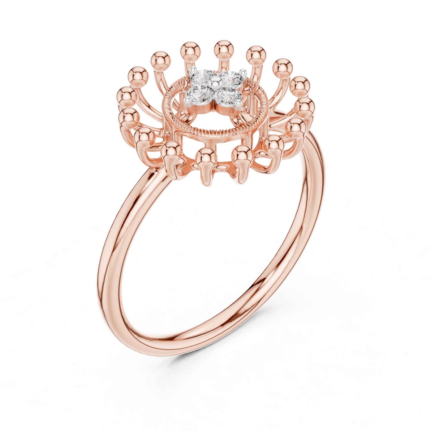 Unique Halo Style Lab Grown Diamond Ring with Starburst Detailing