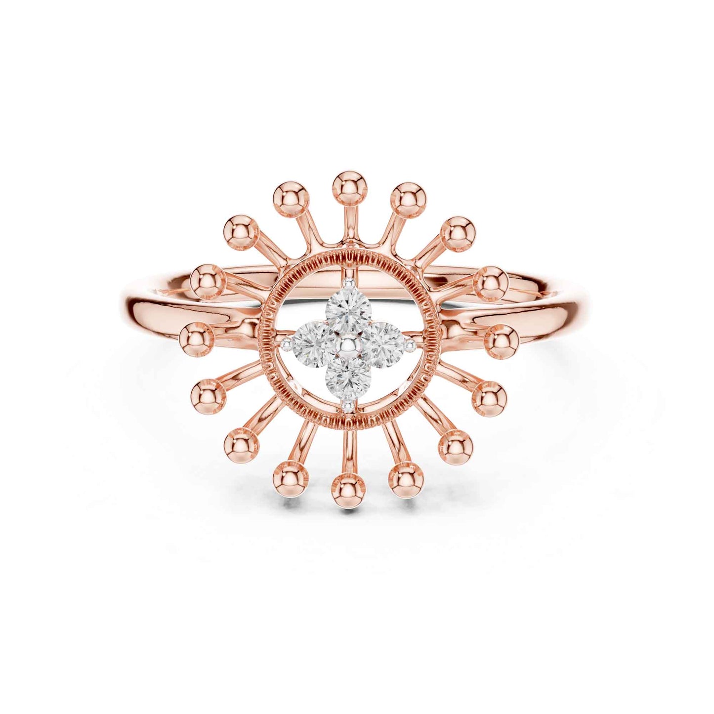 Unique Halo Style Lab Grown Diamond Ring with Starburst Detailing