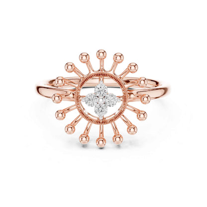 Unique Halo Style Lab Grown Diamond Ring with Starburst Detailing