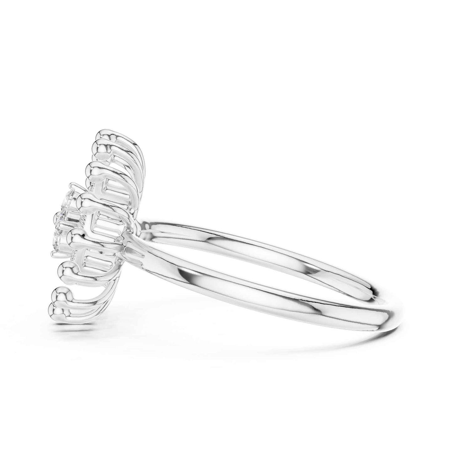 Unique Halo Style Lab Grown Diamond Ring with Starburst Detailing