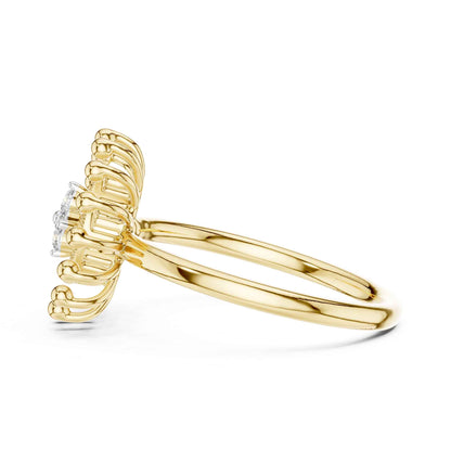Unique Halo Style Lab Grown Diamond Ring with Starburst Detailing