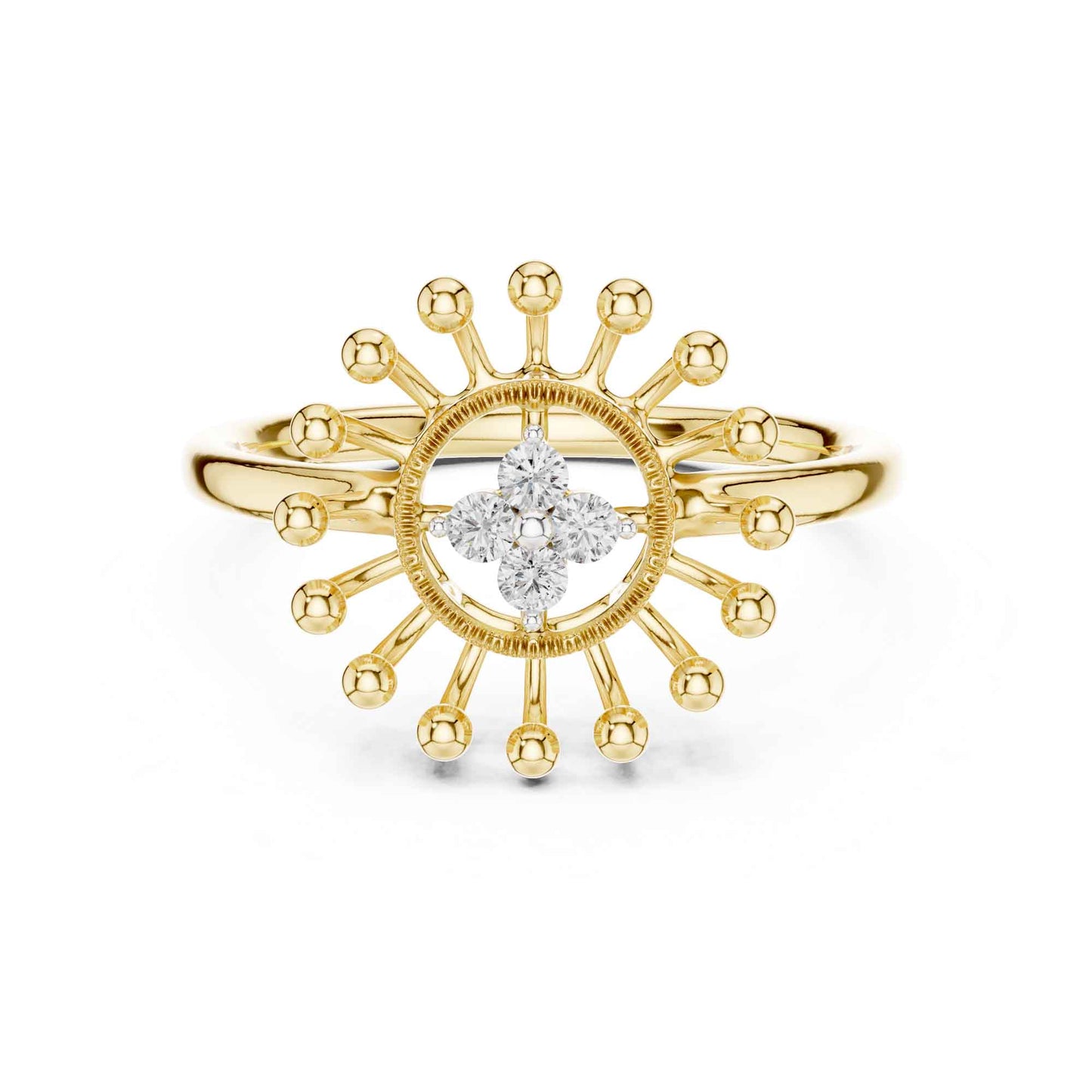 Unique Halo Style Lab Grown Diamond Ring with Starburst Detailing