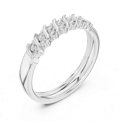 Elegant Lab Grown Diamond Band Ring with Wave-Inspired Prong Design