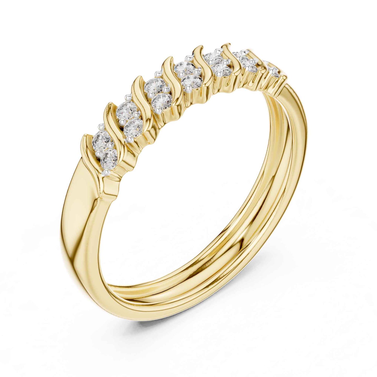 Elegant Lab Grown Diamond Band Ring with Wave-Inspired Prong Design