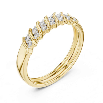 Elegant Lab Grown Diamond Band Ring with Wave-Inspired Prong Design