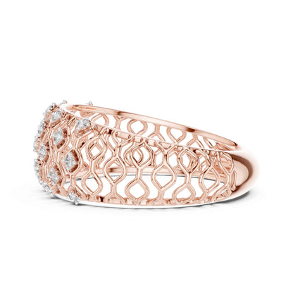 Round Cut Lab Grown Diamond Engagement Ring with Pavé Band
