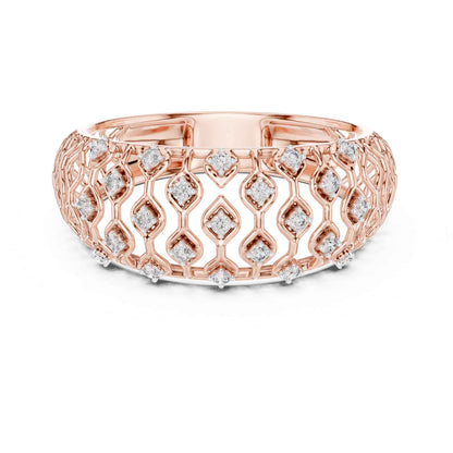 Round Cut Lab Grown Diamond Engagement Ring with Pavé Band