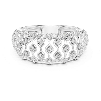 Round Cut Lab Grown Diamond Engagement Ring with Pavé Band