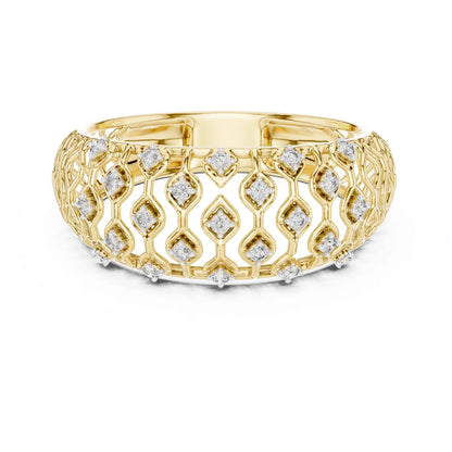 Round Cut Lab Grown Diamond Engagement Ring with Pavé Band