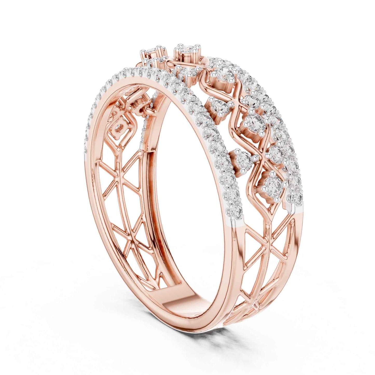 Wide Lattice Lab Grown Diamond Pavé Statement Ring
