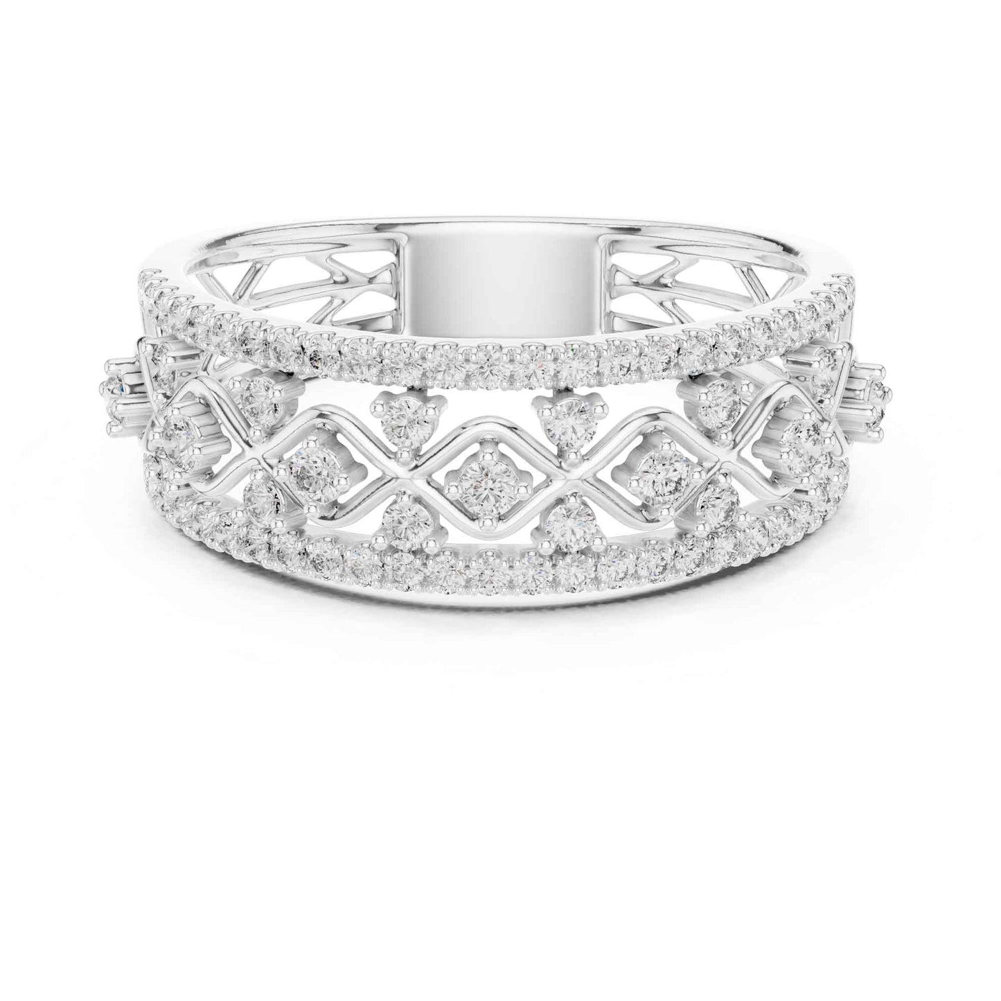 Wide Lattice Lab Grown Diamond Pavé Statement Ring
