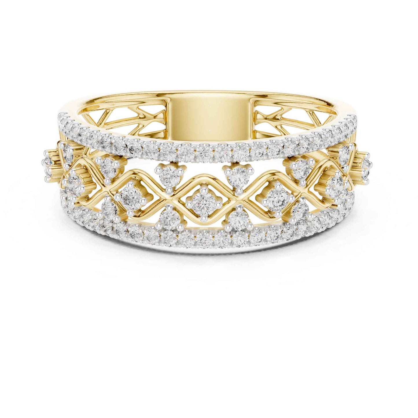 Wide Lattice Lab Grown Diamond Pavé Statement Ring