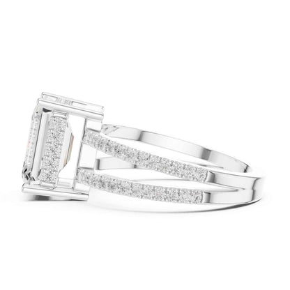 3 Carat Emerald Cut Lab Grown Diamond Split Shank Engagement Ring
