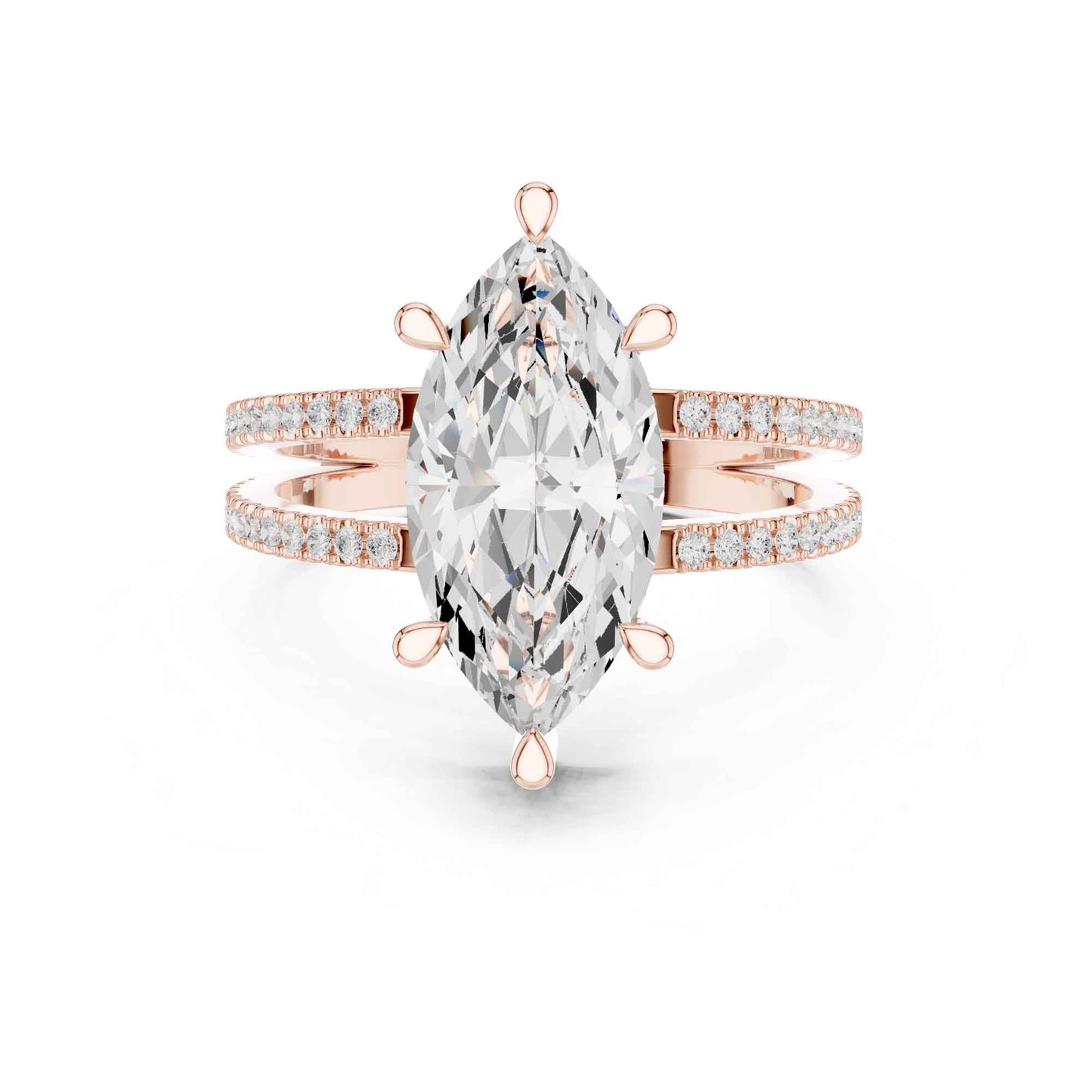 3 Carat Marquise Cut Lab Grown Diamond Engagement Ring with Pavé Split Shank