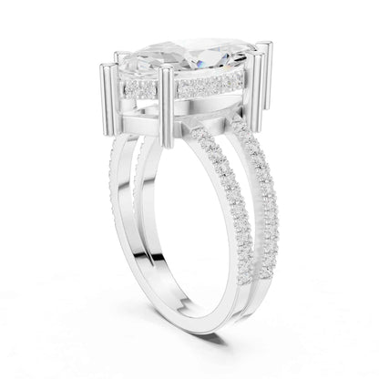 3 Carat Marquise Cut Lab Grown Diamond Engagement Ring with Pavé Split Shank