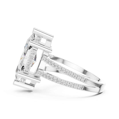 3 Carat Marquise Cut Lab Grown Diamond Engagement Ring with Pavé Split Shank