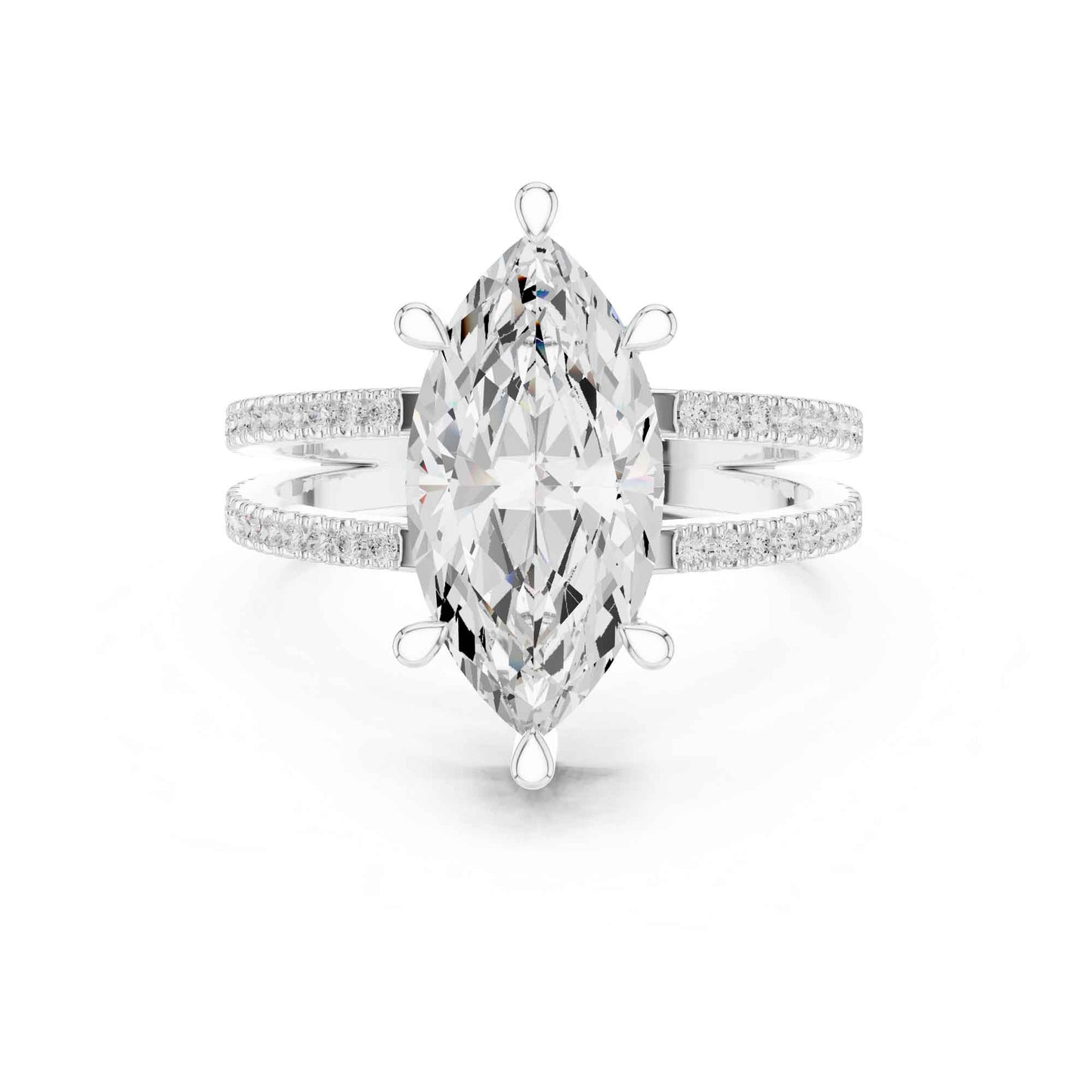 3 Carat Marquise Cut Lab Grown Diamond Engagement Ring with Pavé Split Shank