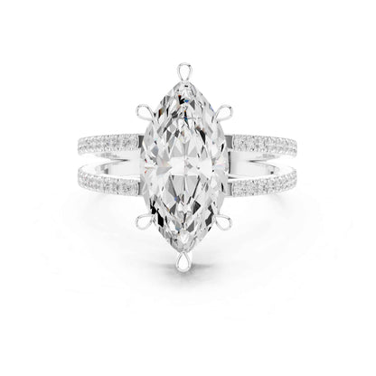 3 Carat Marquise Cut Lab Grown Diamond Engagement Ring with Pavé Split Shank